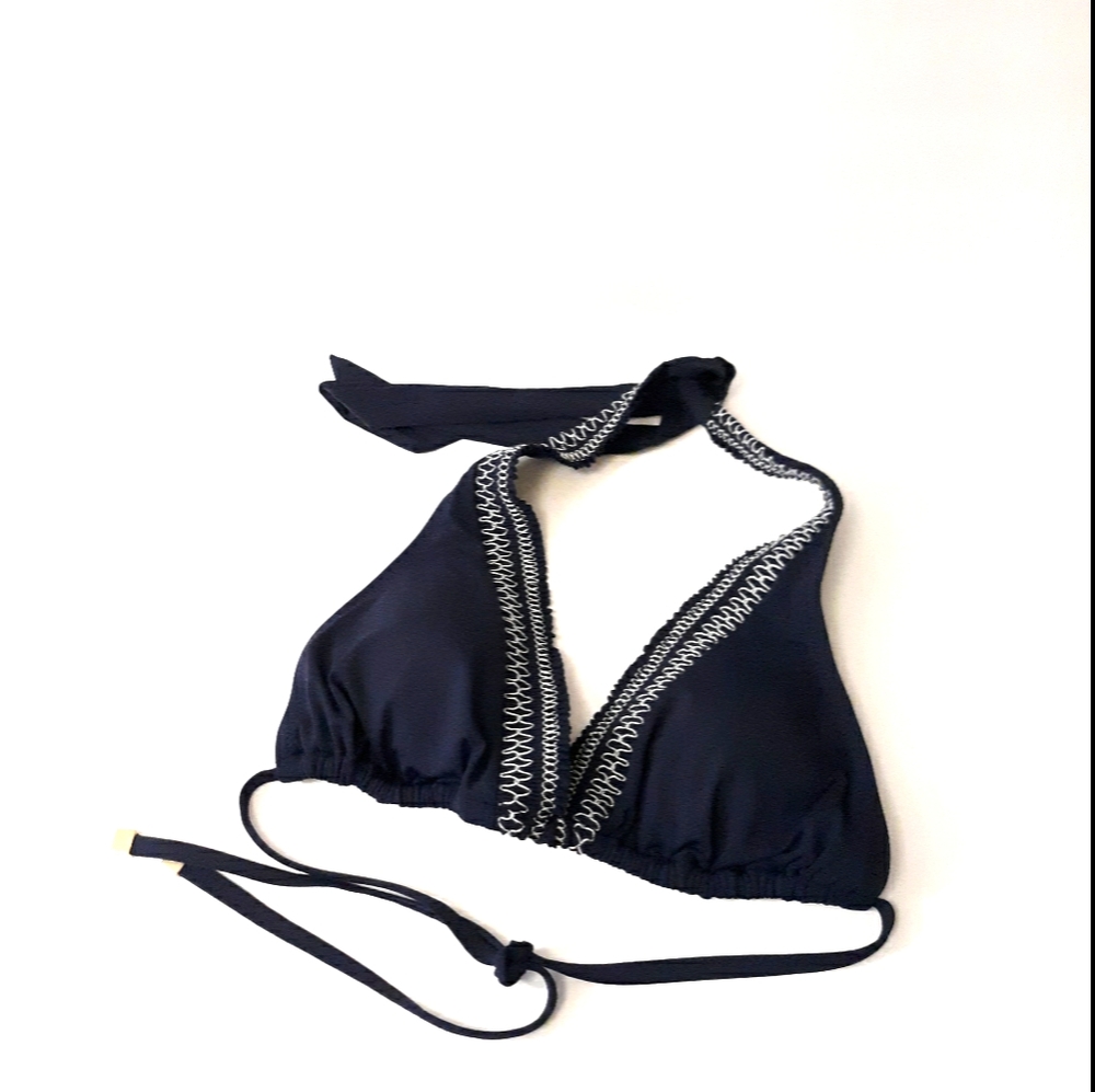 Lands End Navy Blue Bikini Top Like New